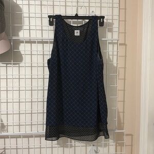 Cabi black and blue long sleeveless top
